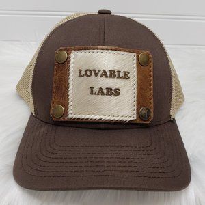 LOVEABLE LABS Brown Pacific Snapback Trucker Baseball Hat Cap LABORADOR Leather